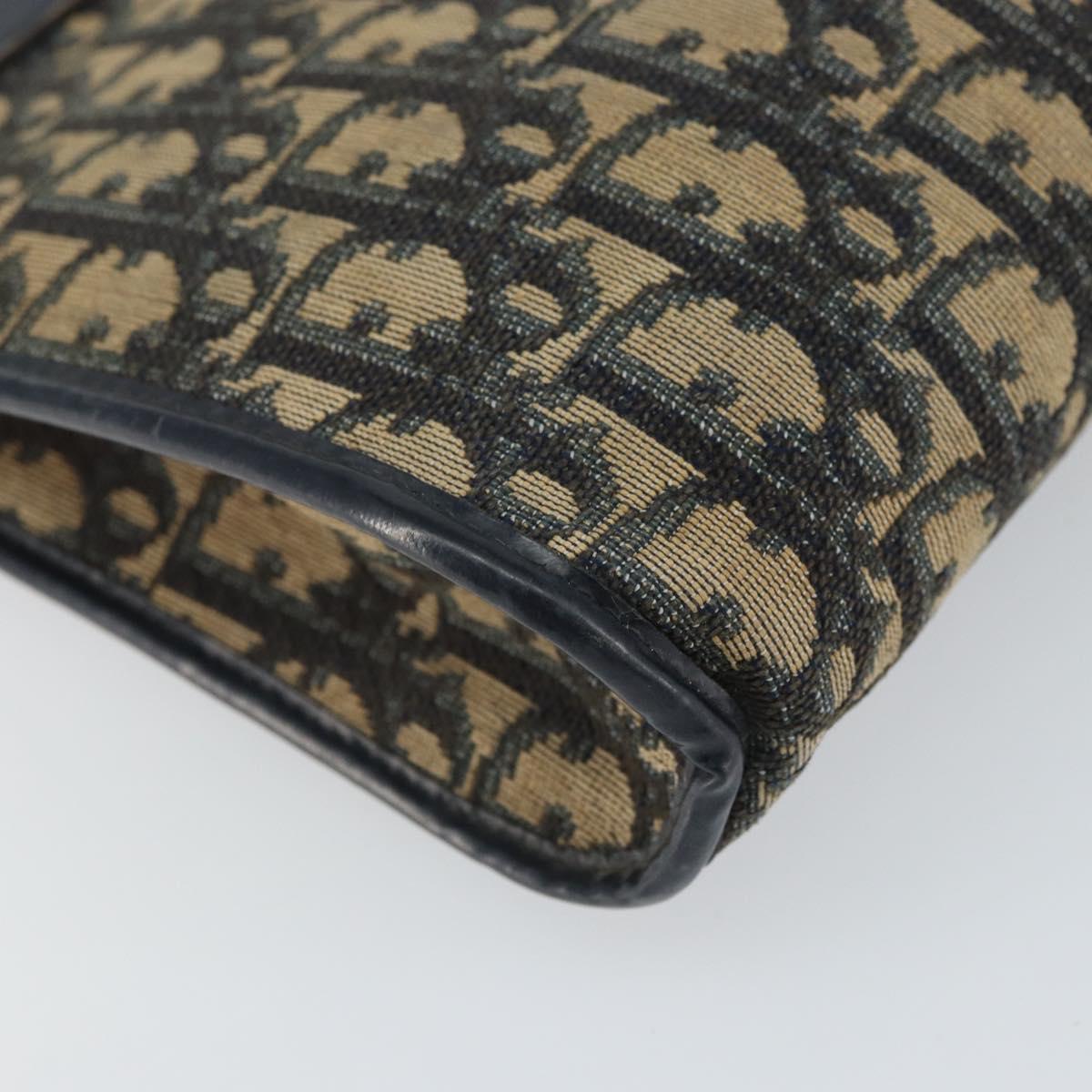 Christian Dior Trotter Canvas Shoulder Bag Navy Gold Auth bs32154