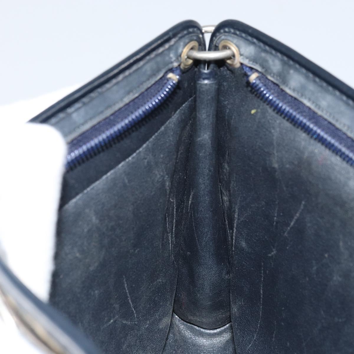Christian Dior Trotter Canvas Shoulder Bag Navy Gold Auth bs32154