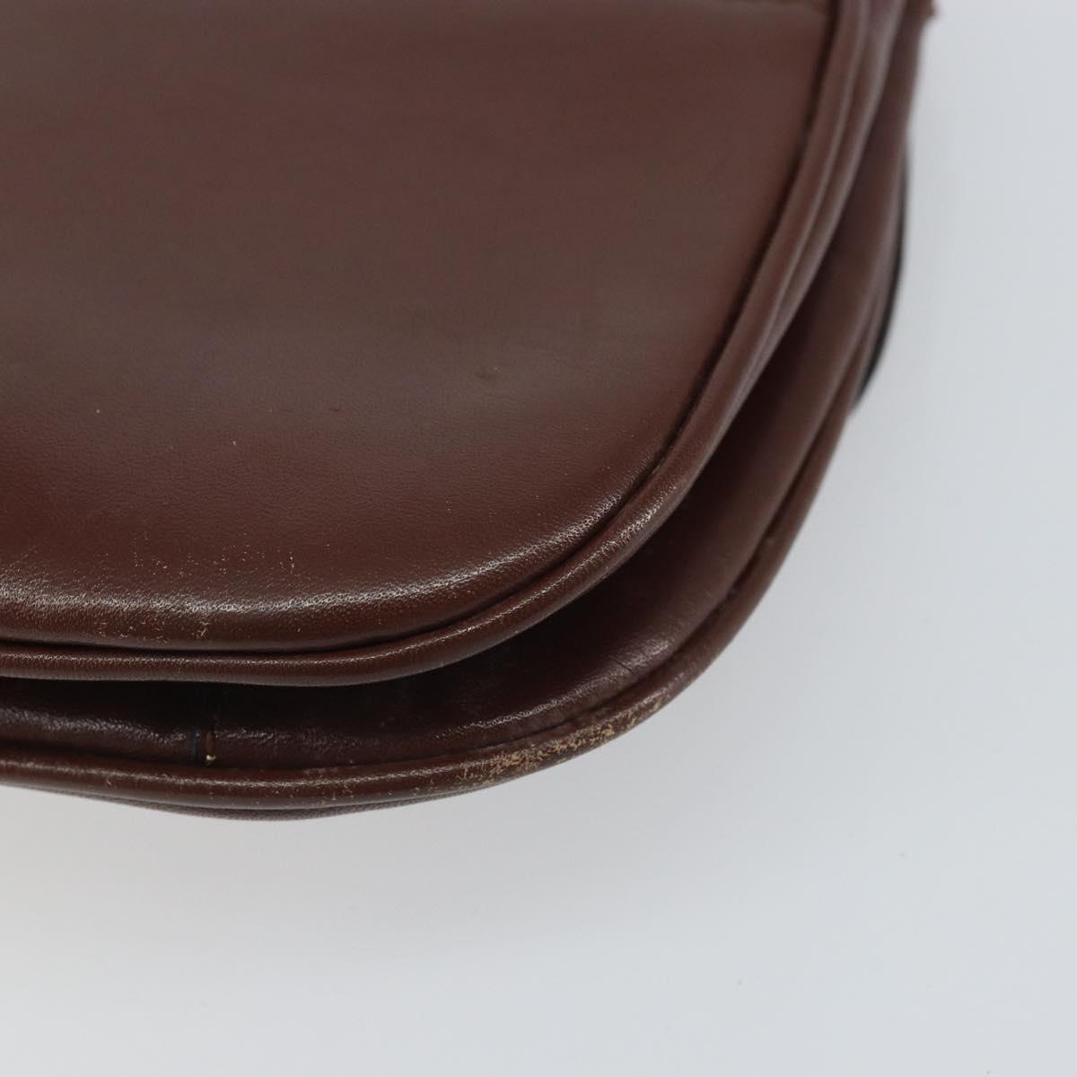 CELINE Shoulder Bag Leather Brown Gold Auth bs32155
