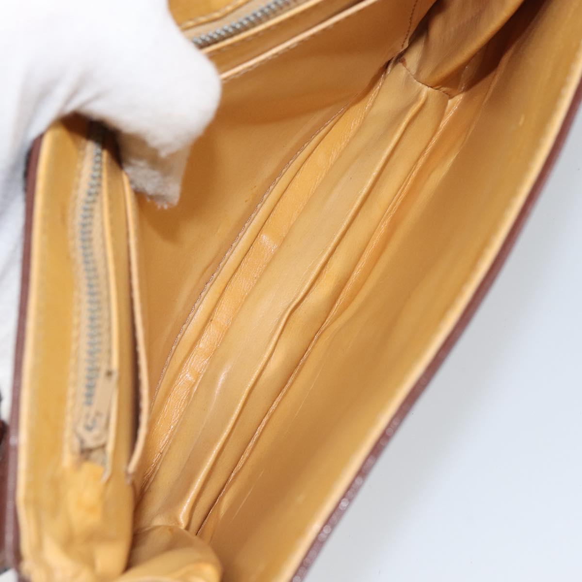 CELINE Shoulder Bag Leather Brown Gold Auth bs32155