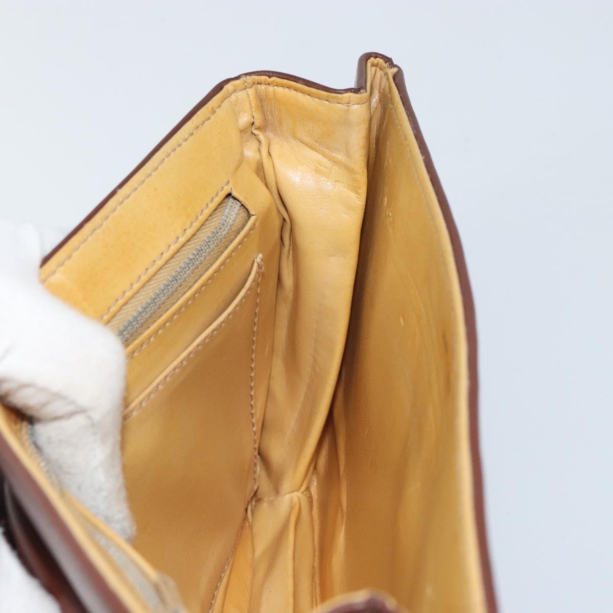 CELINE Shoulder Bag Leather Brown Gold Auth bs32155