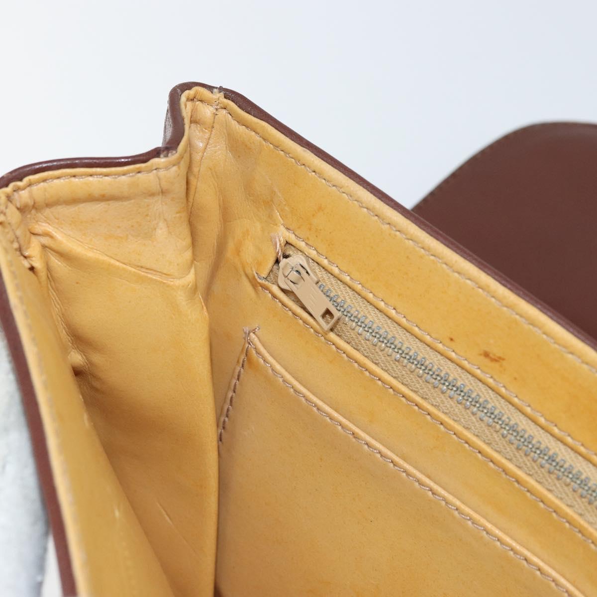 CELINE Shoulder Bag Leather Brown Gold Auth bs32155