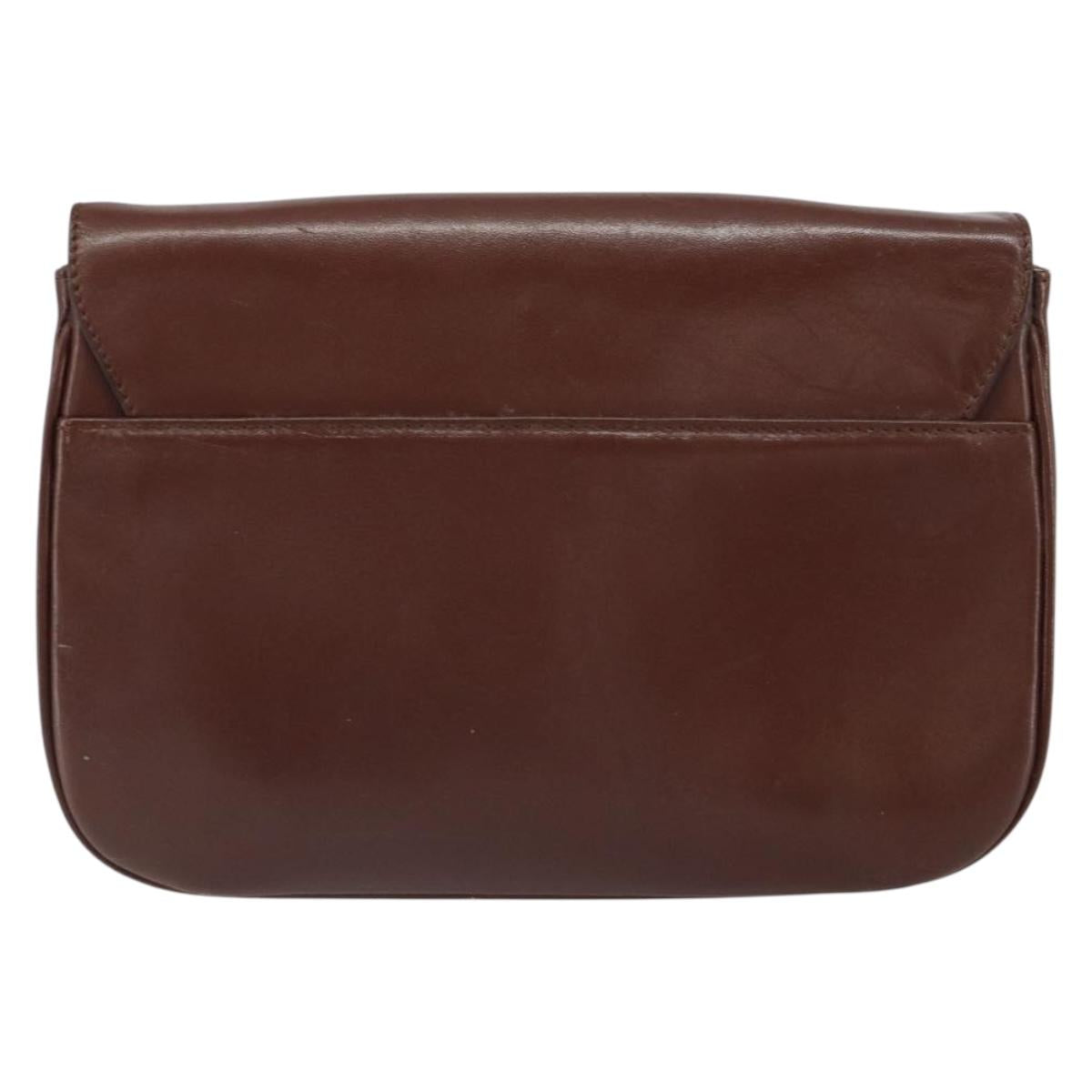 CELINE Shoulder Bag Leather Brown Gold Auth bs32155