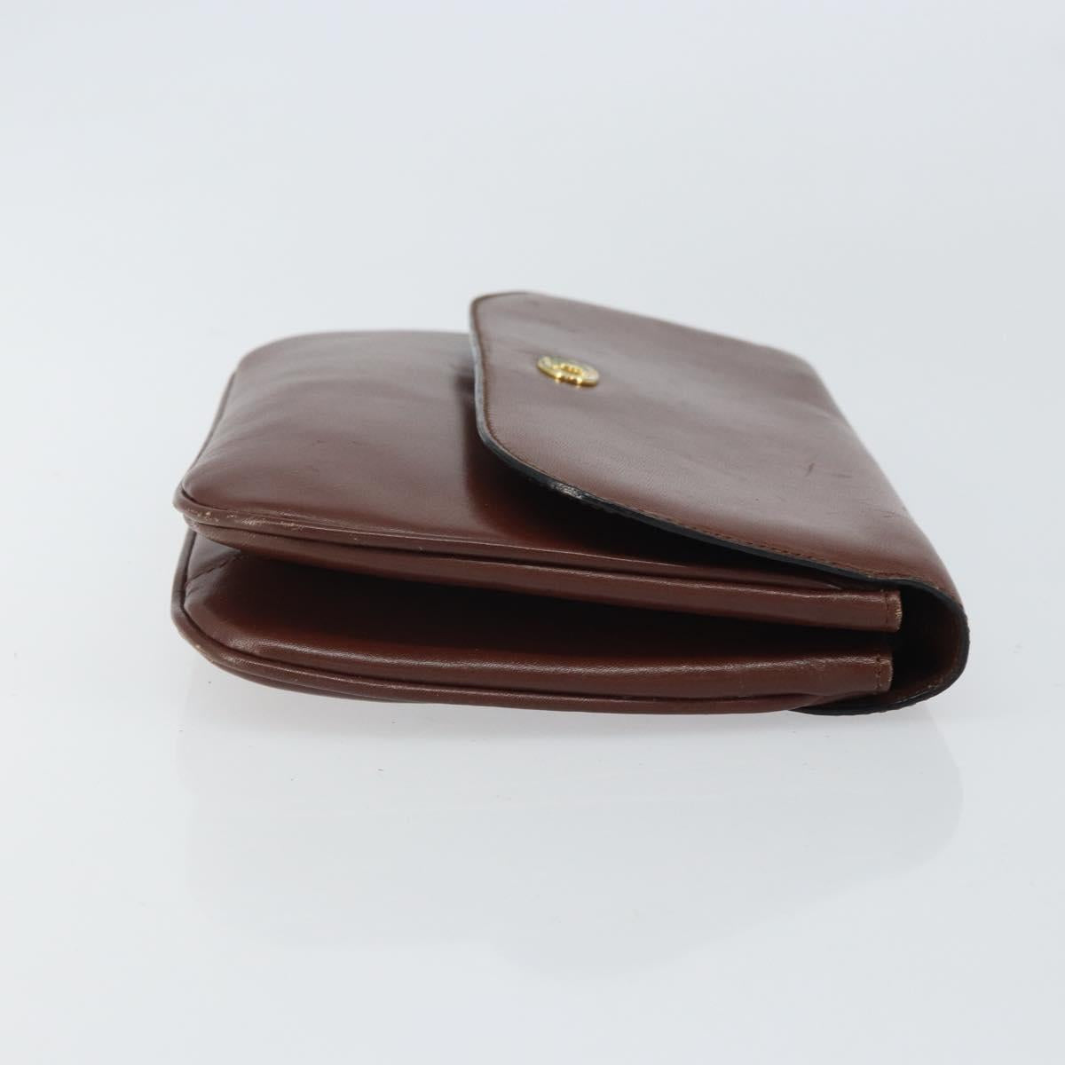 CELINE Shoulder Bag Leather Brown Gold Auth bs32155