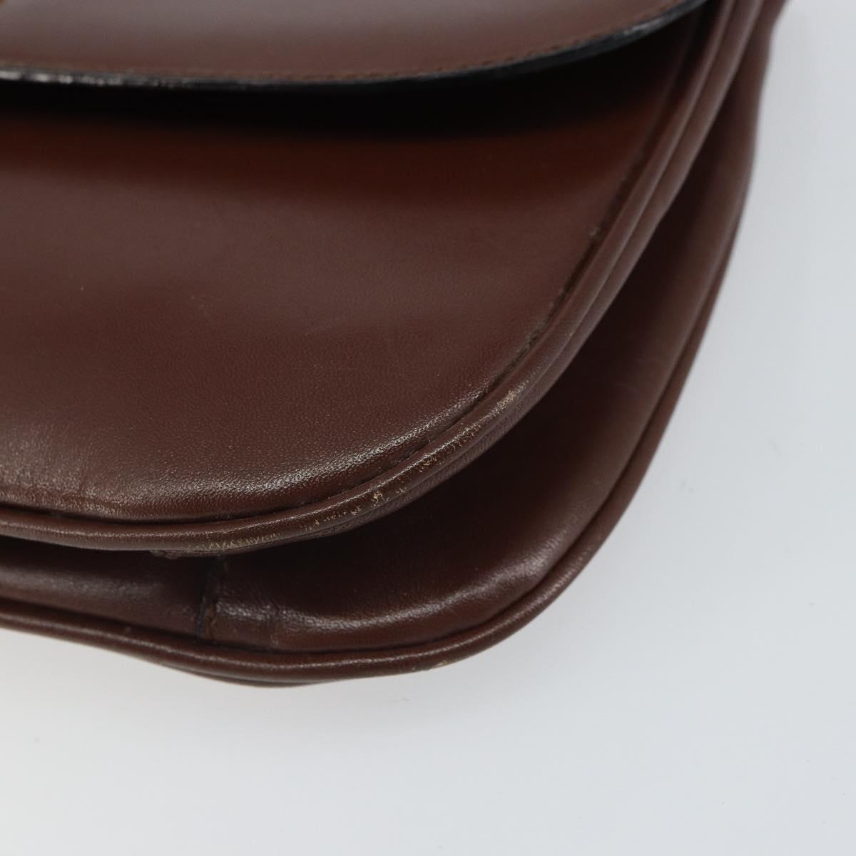 CELINE Shoulder Bag Leather Brown Gold Auth bs32155