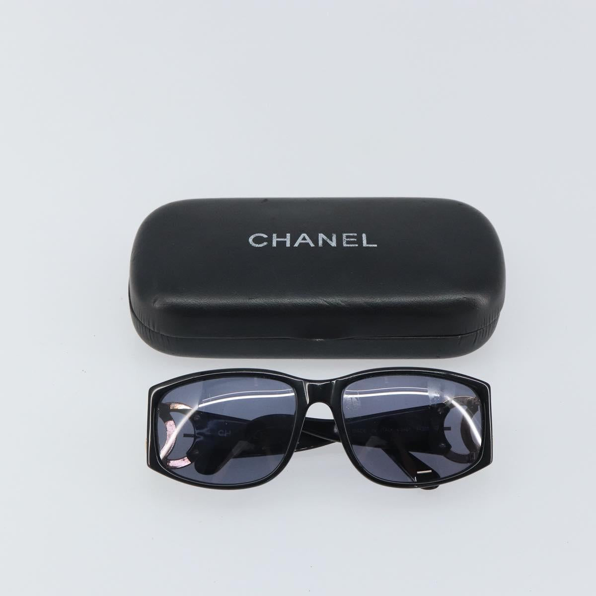 CHANEL Sunglasses plastic Black CC Auth bs32162