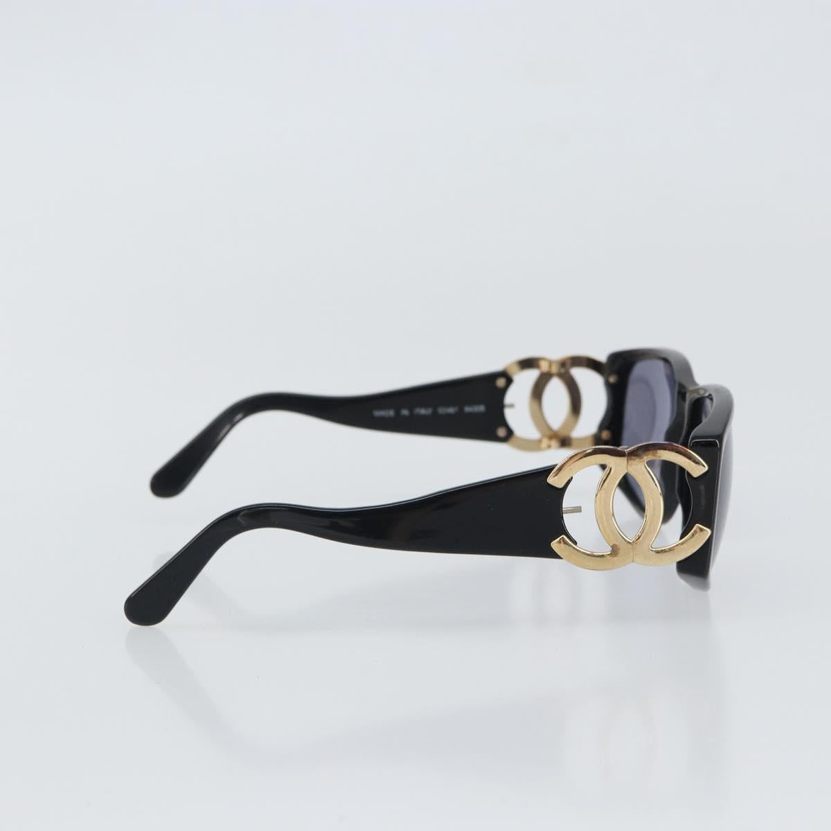 CHANEL Sunglasses plastic Black CC Auth bs32162