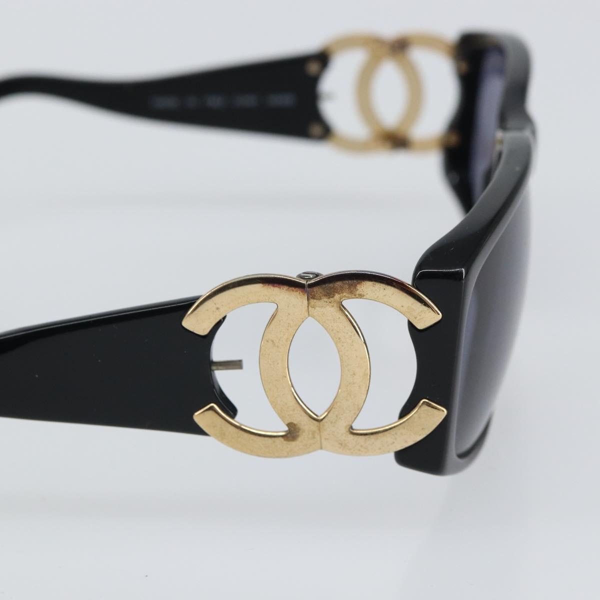 CHANEL Sunglasses plastic Black CC Auth bs32162