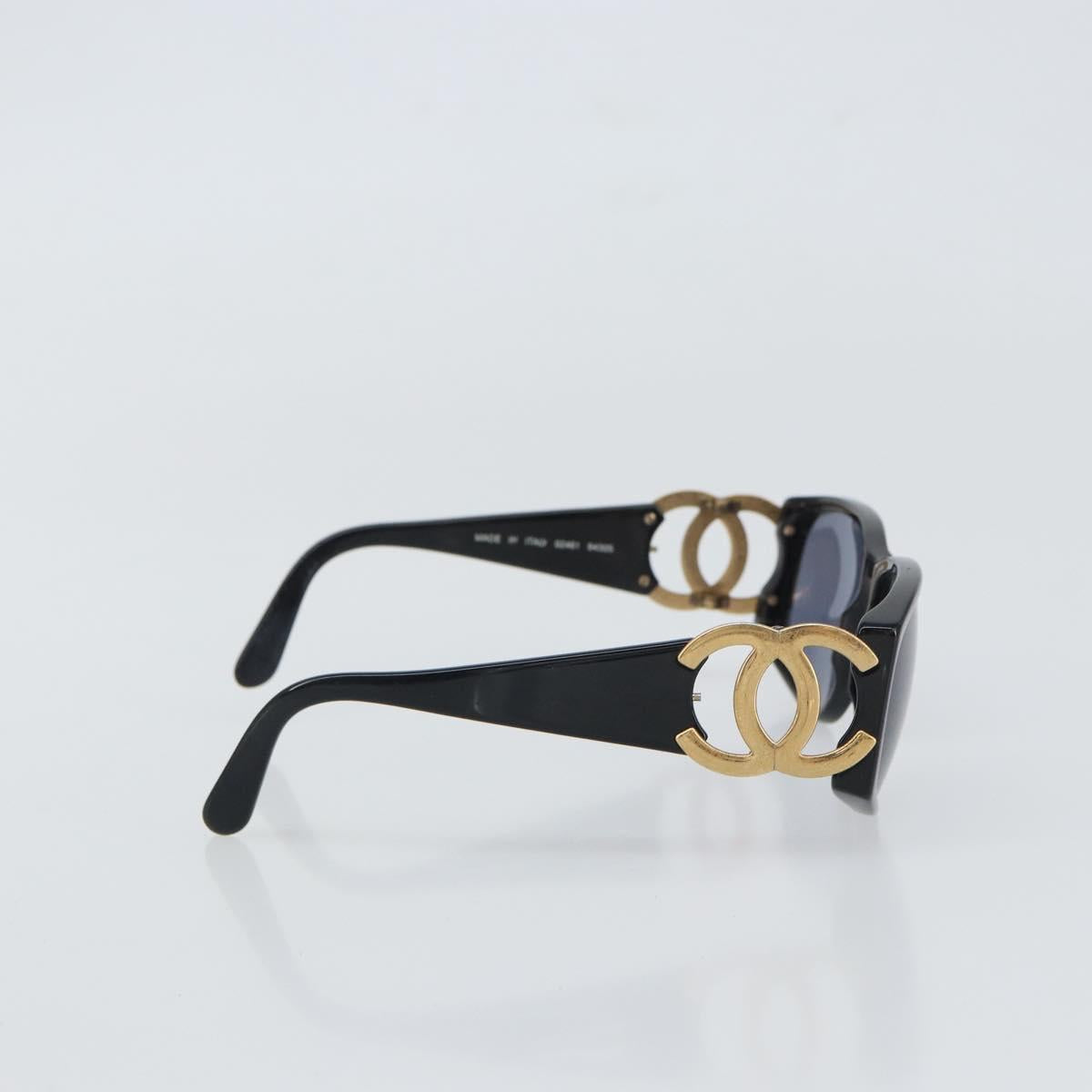 CHANEL Sunglasses plastic Black CC Auth bs32164