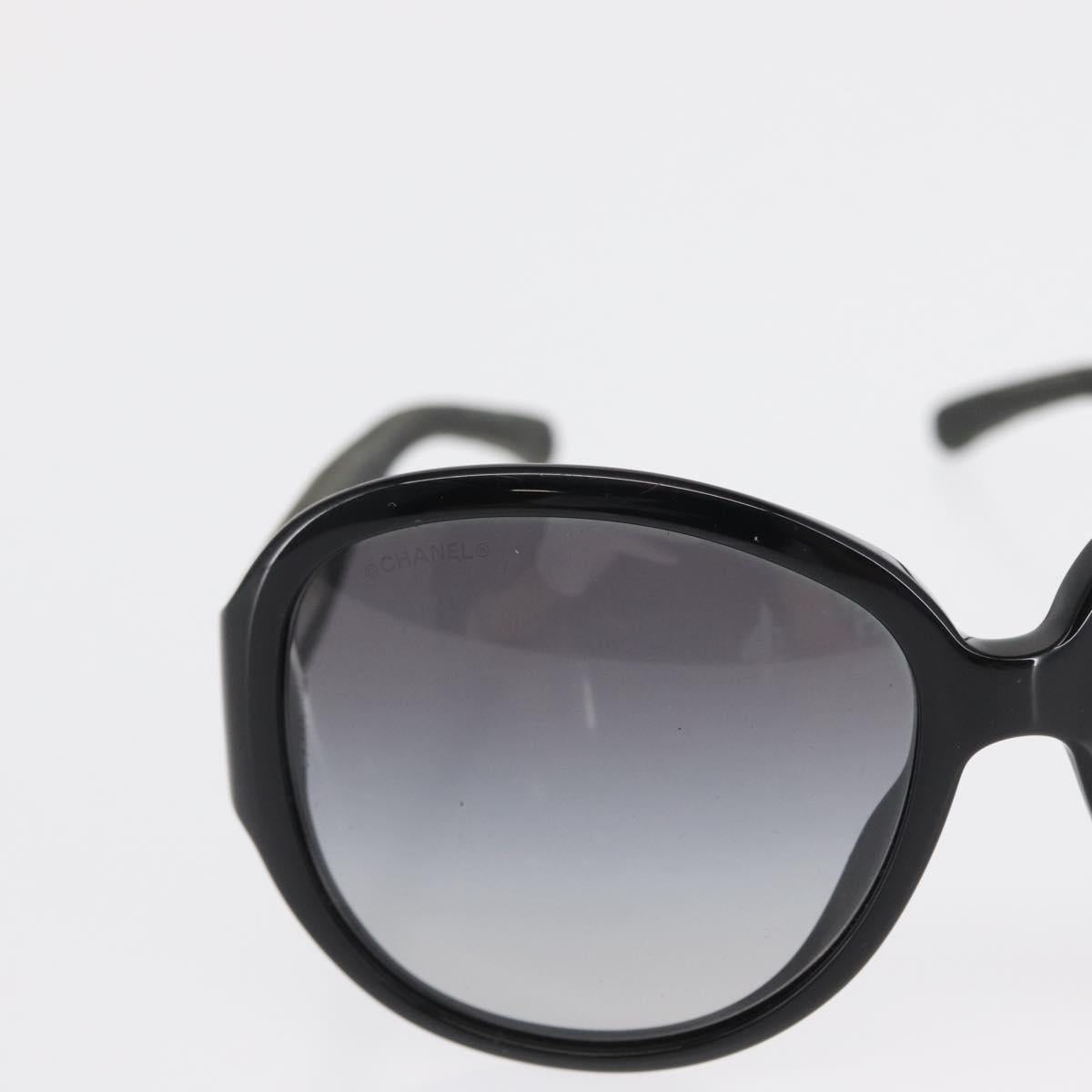 CHANEL Sunglasses plastic Black CC Auth bs32166