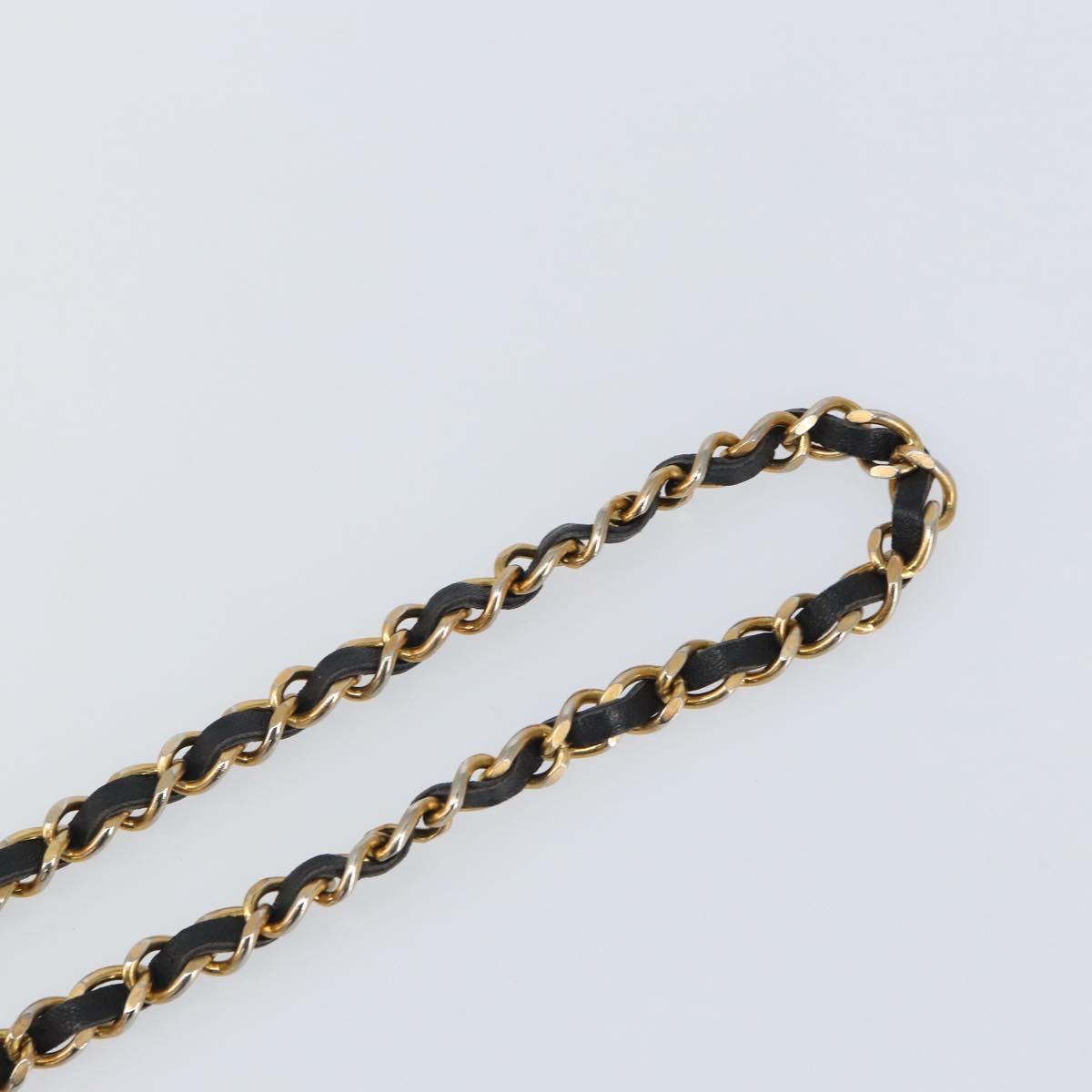 CHANEL Chain Belt metal Black Gold CC Auth bs32170