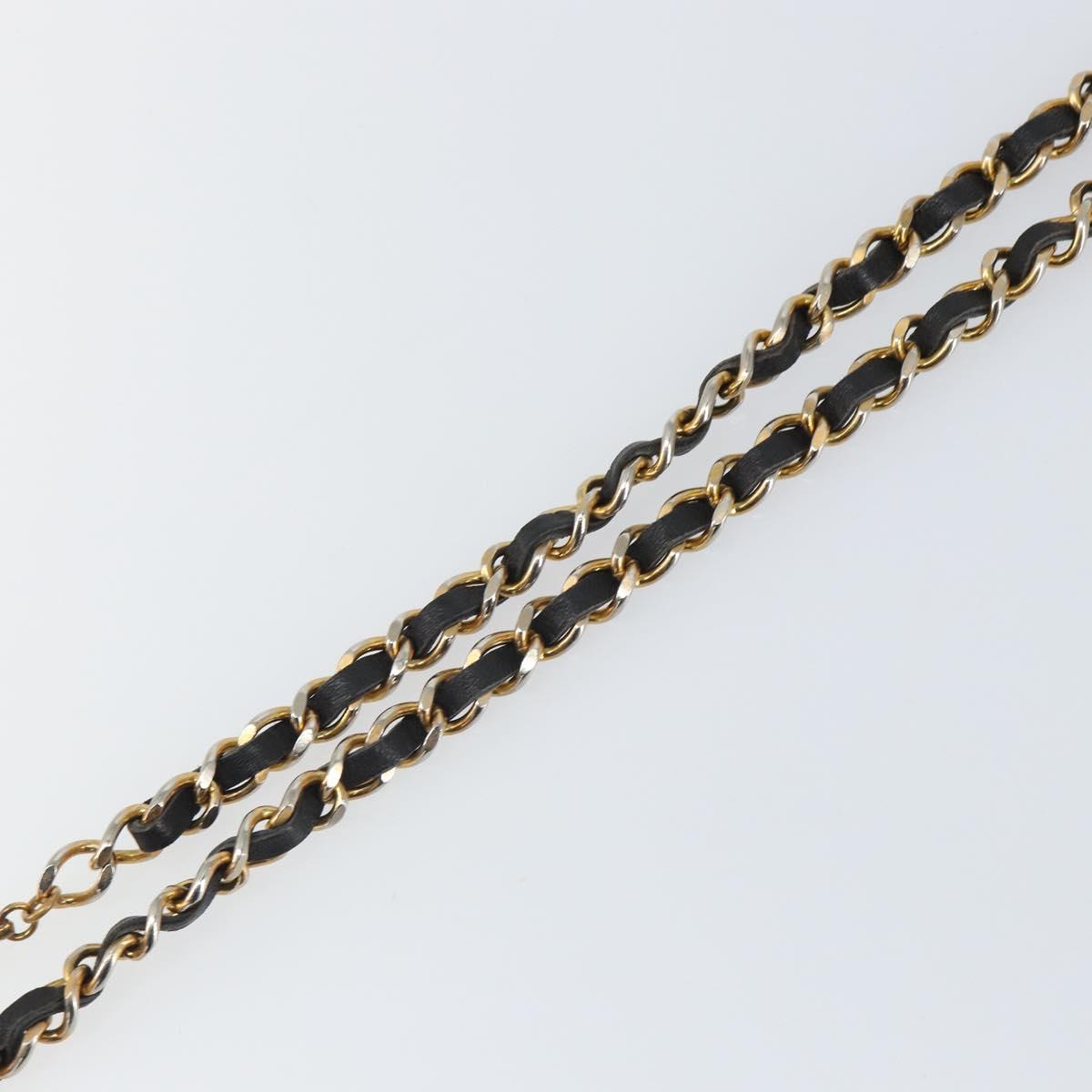 CHANEL Chain Belt metal Black Gold CC Auth bs32170