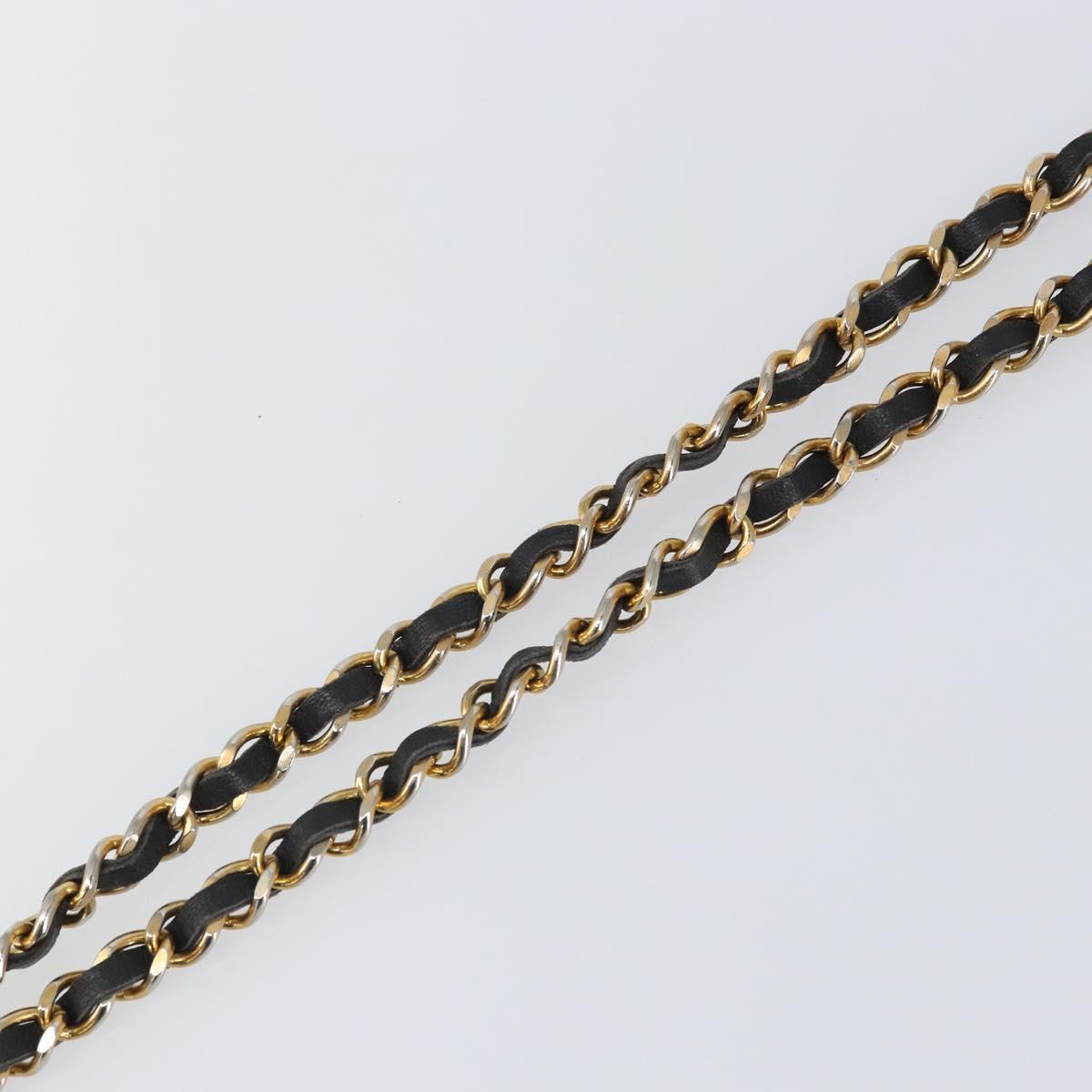 CHANEL Chain Belt metal Black Gold CC Auth bs32170