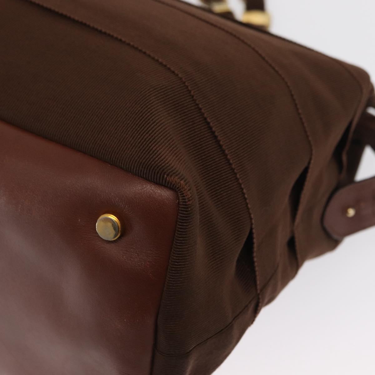 Salvatore Ferragamo Vala Tote Bag Canvas Brown Gold Auth bs32177