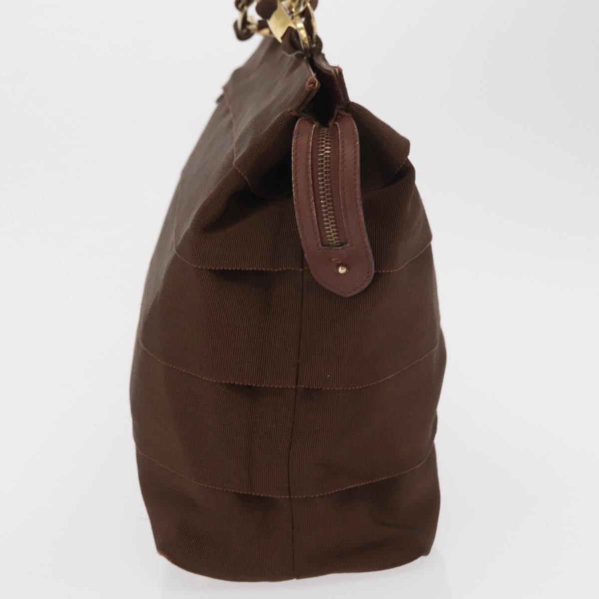 Salvatore Ferragamo Vala Tote Bag Canvas Brown Gold Auth bs32177