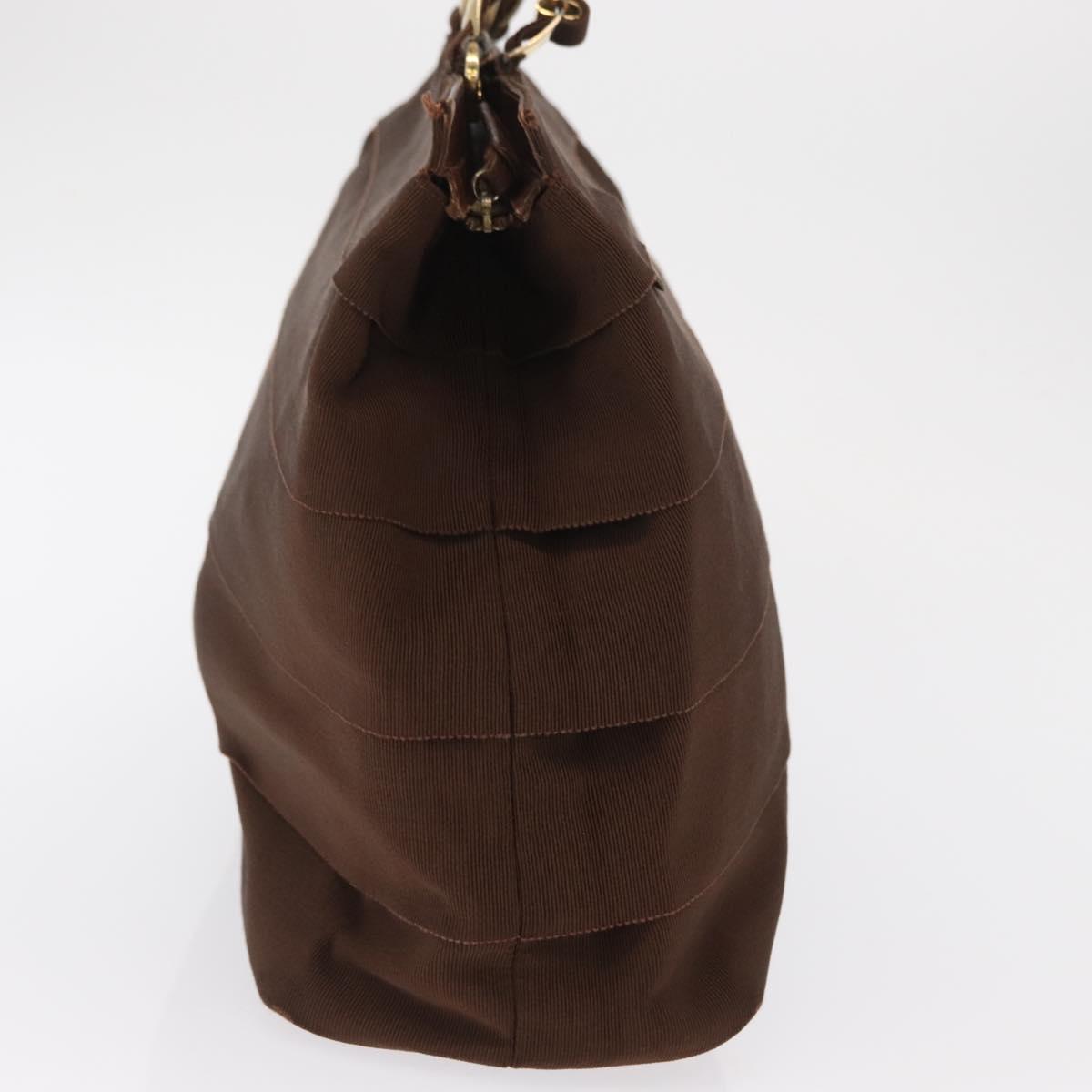 Salvatore Ferragamo Vala Tote Bag Canvas Brown Gold Auth bs32177