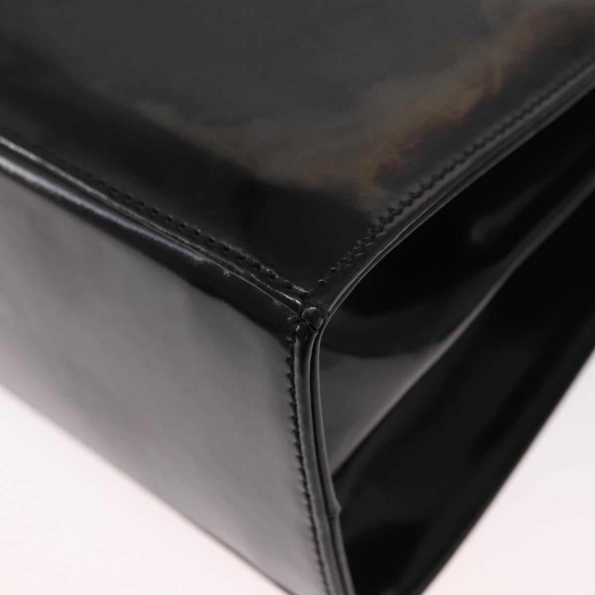 Salvatore Ferragamo Gancini Hand Bag Patent leather 2way Black Gold Auth bs32178