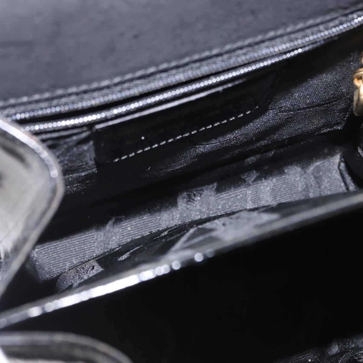 Salvatore Ferragamo Gancini Hand Bag Patent leather 2way Black Gold Auth bs32178