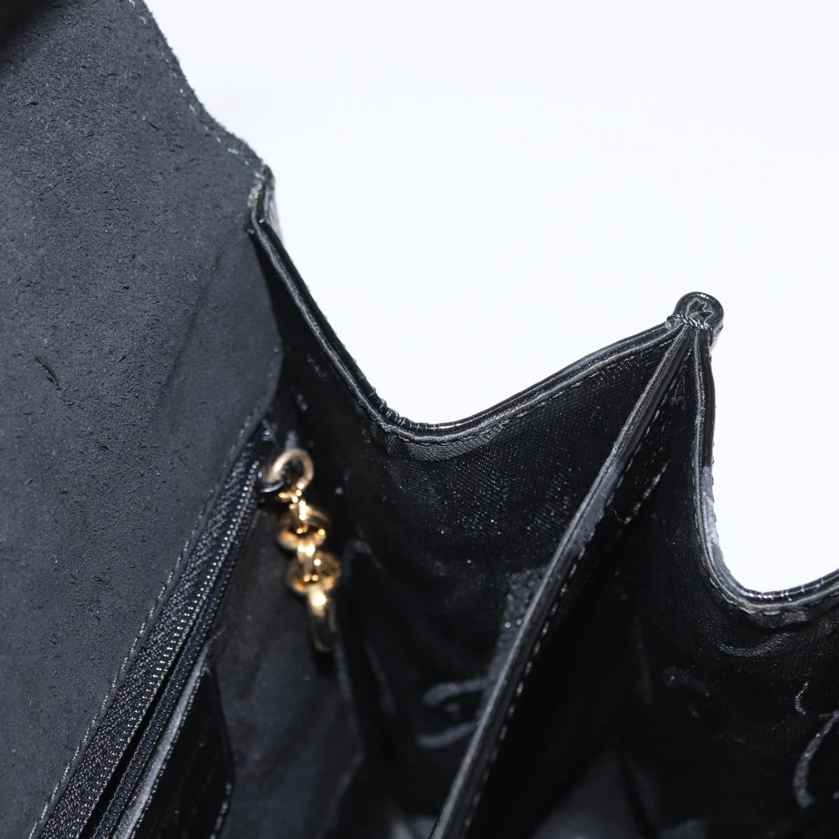 Salvatore Ferragamo Gancini Hand Bag Patent leather 2way Black Gold Auth bs32178