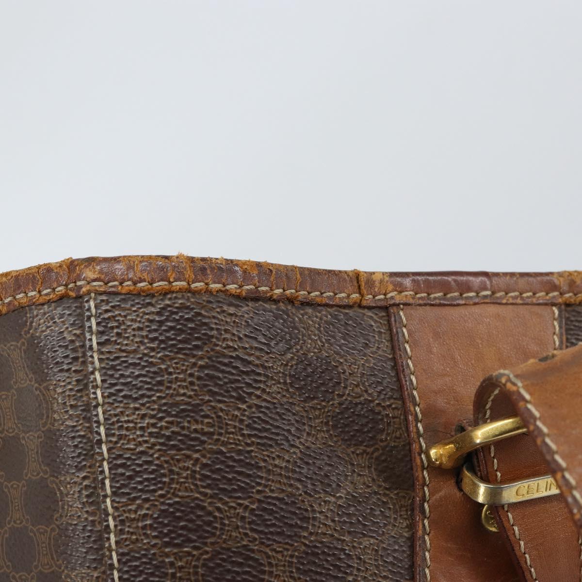 CELINE Macadam Canvas Tote Bag PVC Leather Brown Gold Auth bs32180