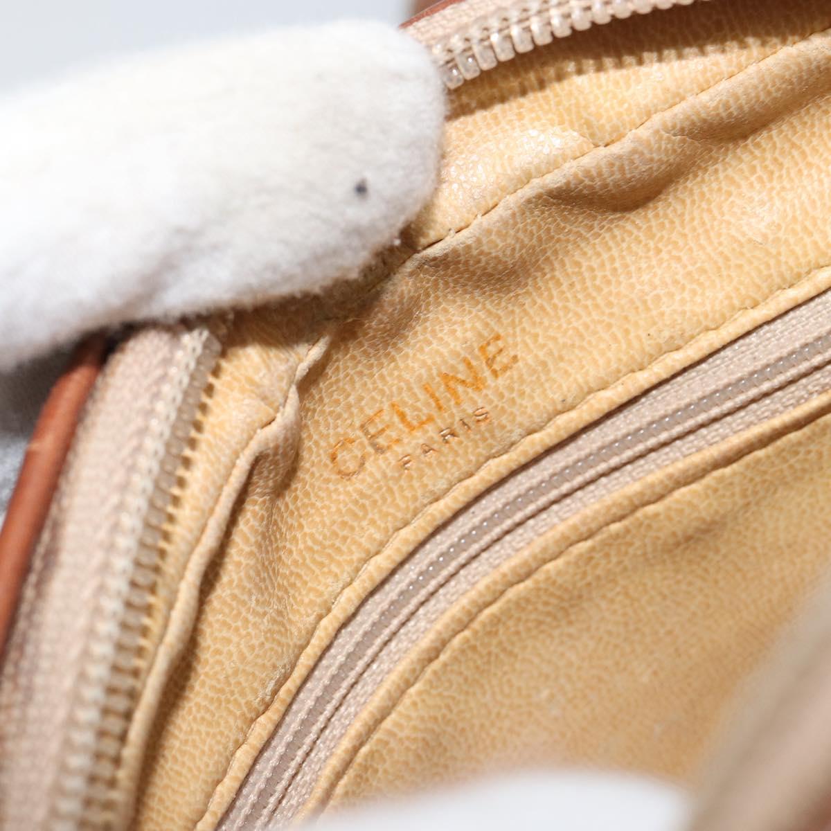 CELINE Macadam Canvas Shoulder Bag PVC Beige Gold Auth bs32181