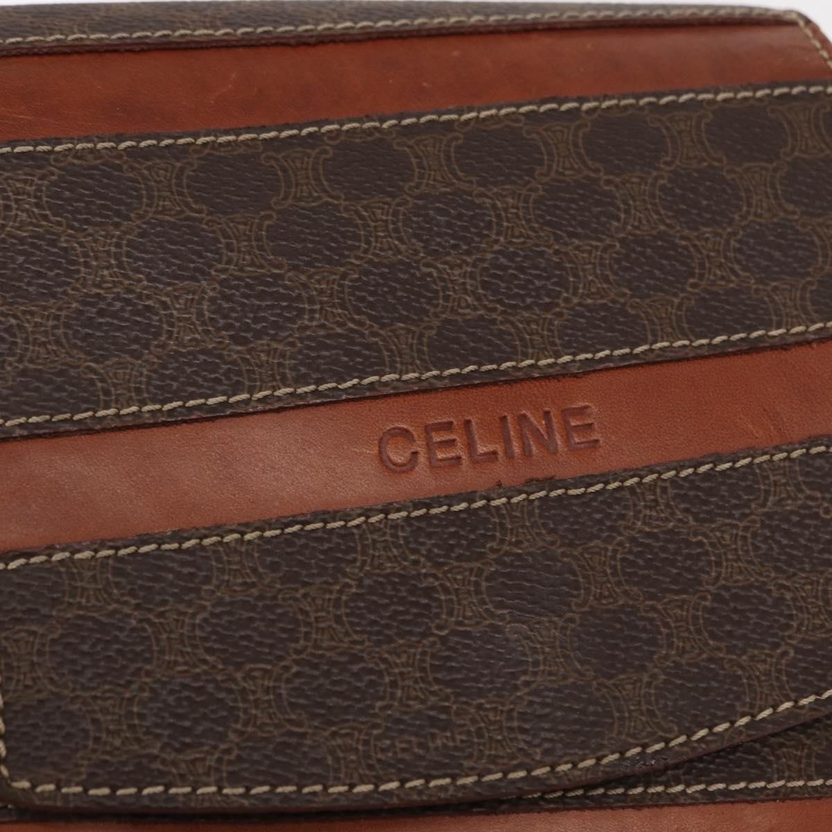 CELINE Macadam Canvas Backpack PVC Leather Brown Gold Auth bs32182