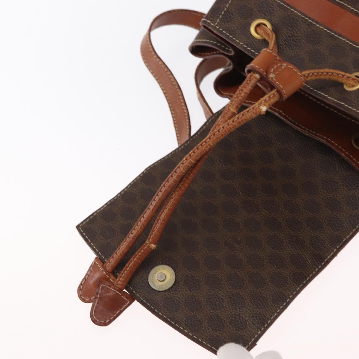 CELINE Macadam Canvas Backpack PVC Leather Brown Gold Auth bs32182