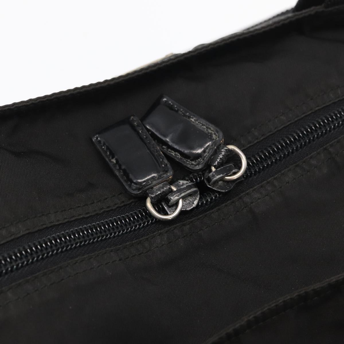 PRADA Tote Bag Nylon Black Silver Auth bs32184