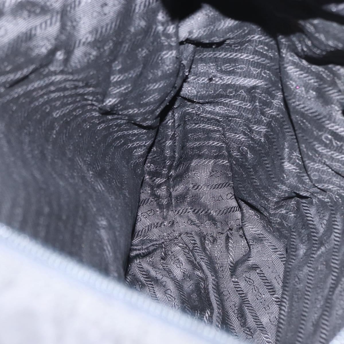 PRADA Tote Bag Nylon Black Silver Auth bs32184