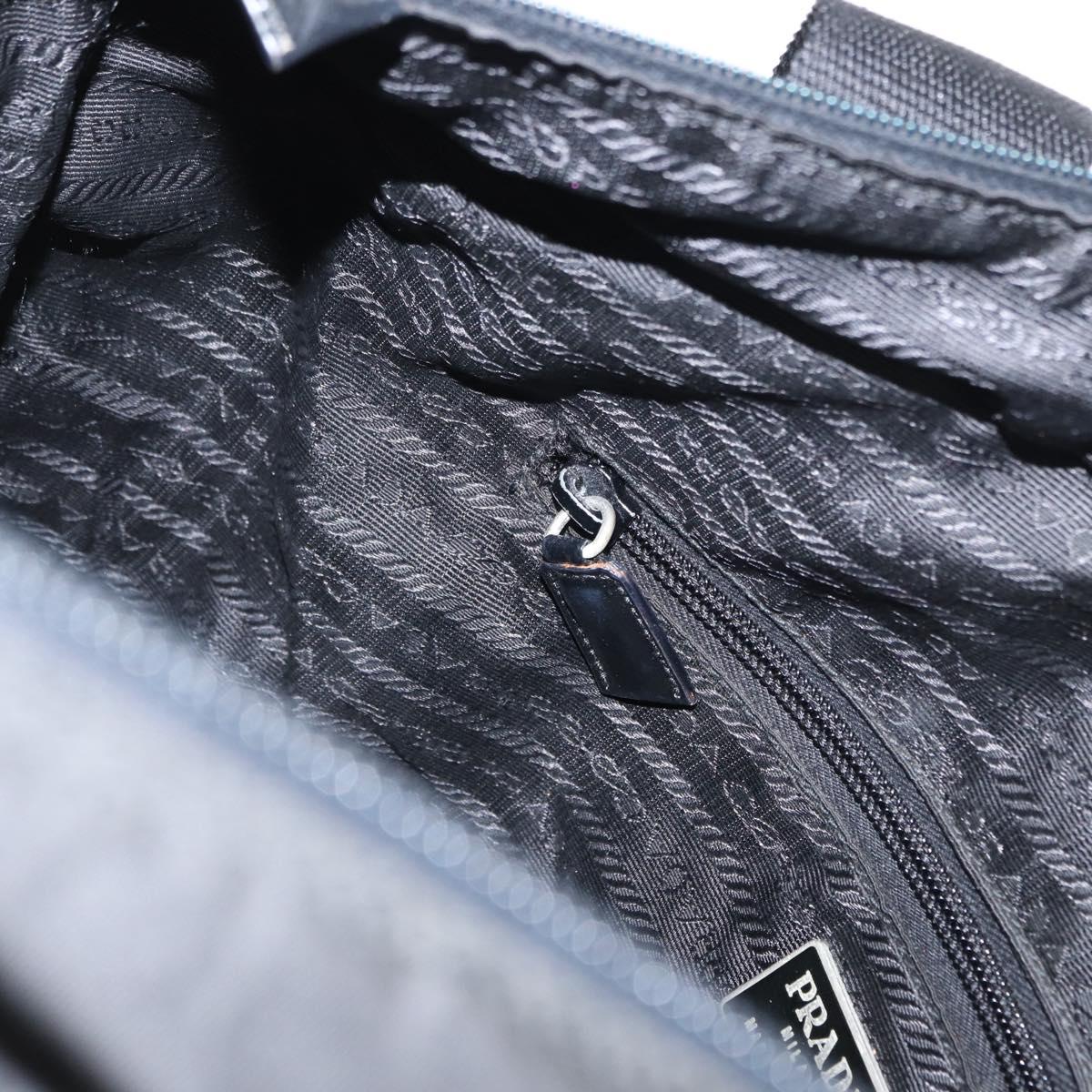 PRADA Tote Bag Nylon Black Silver Auth bs32184