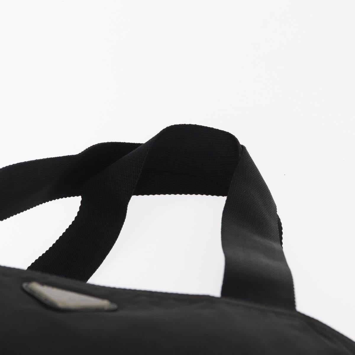 PRADA Tote Bag Nylon Black Silver Auth bs32184