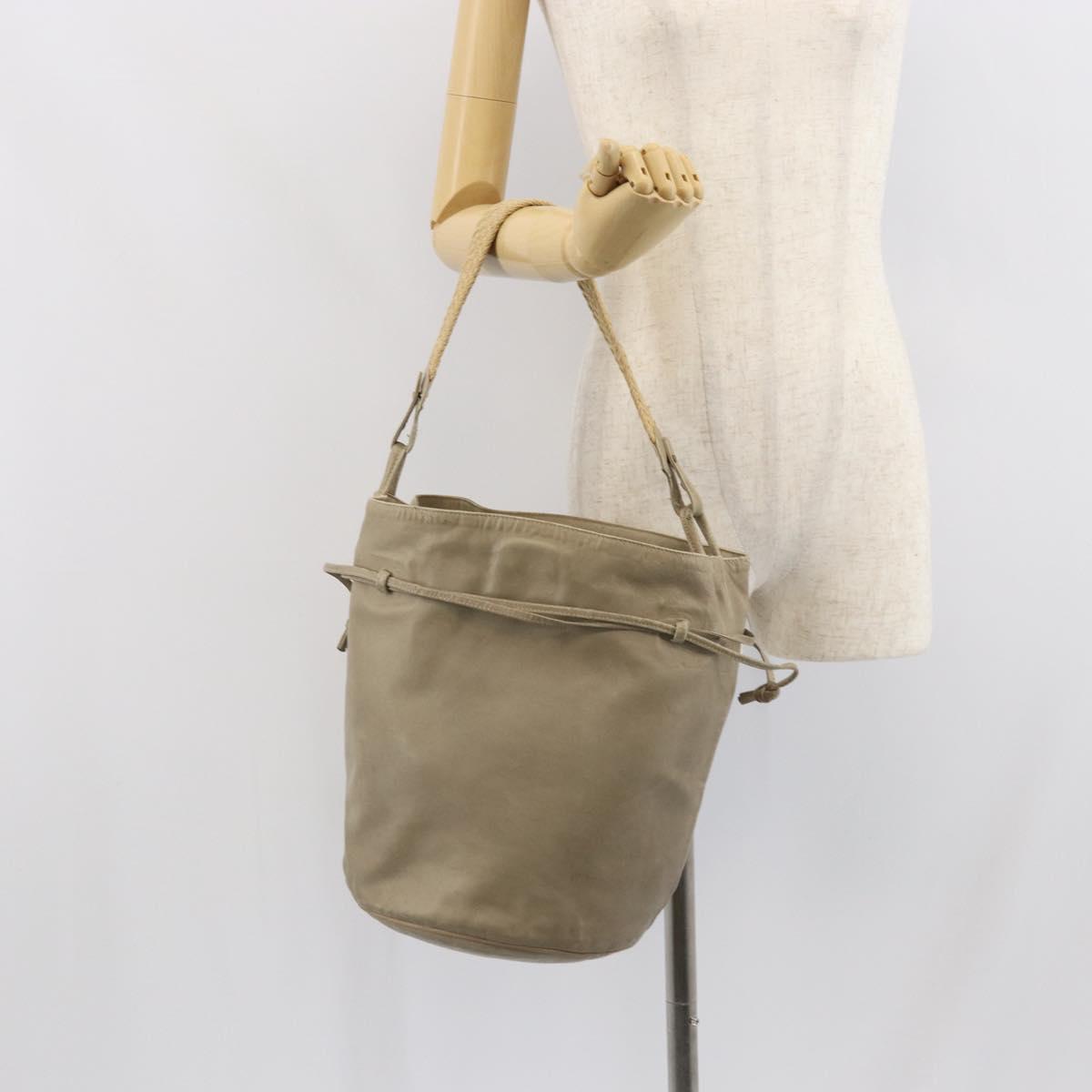 BOTTEGA VENETA Shoulder Bag Leather Beige Auth bs32186