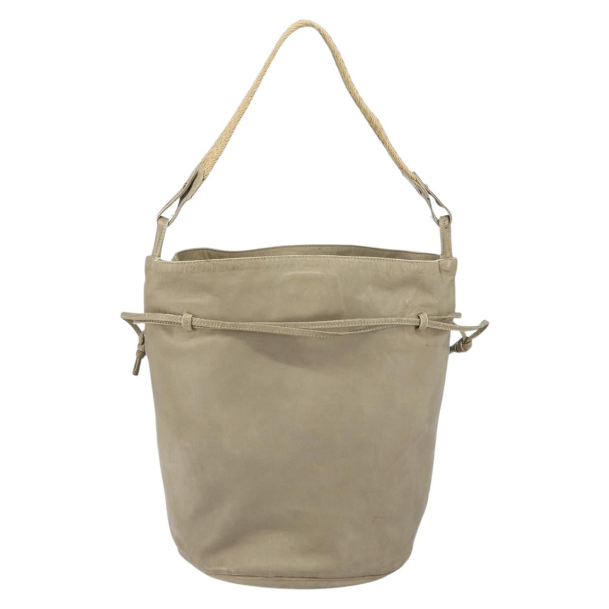 BOTTEGA VENETA Shoulder Bag Leather Beige Auth bs32186