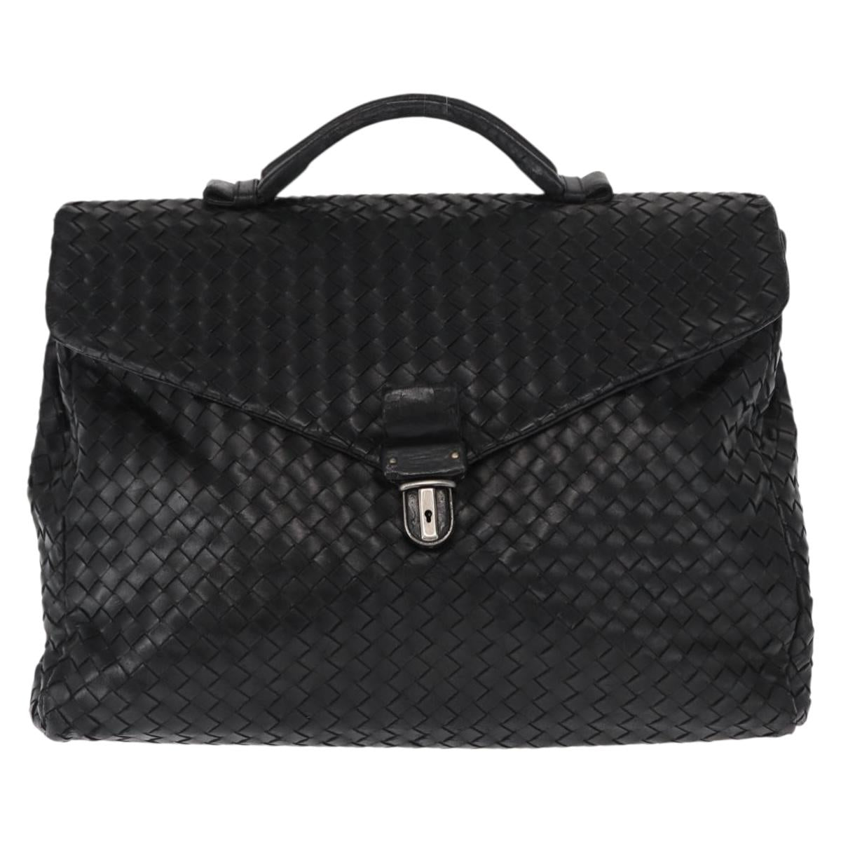 BOTTEGA VENETA INTRECCIATO Business Bag Leather Black 113095 Auth bs32187
