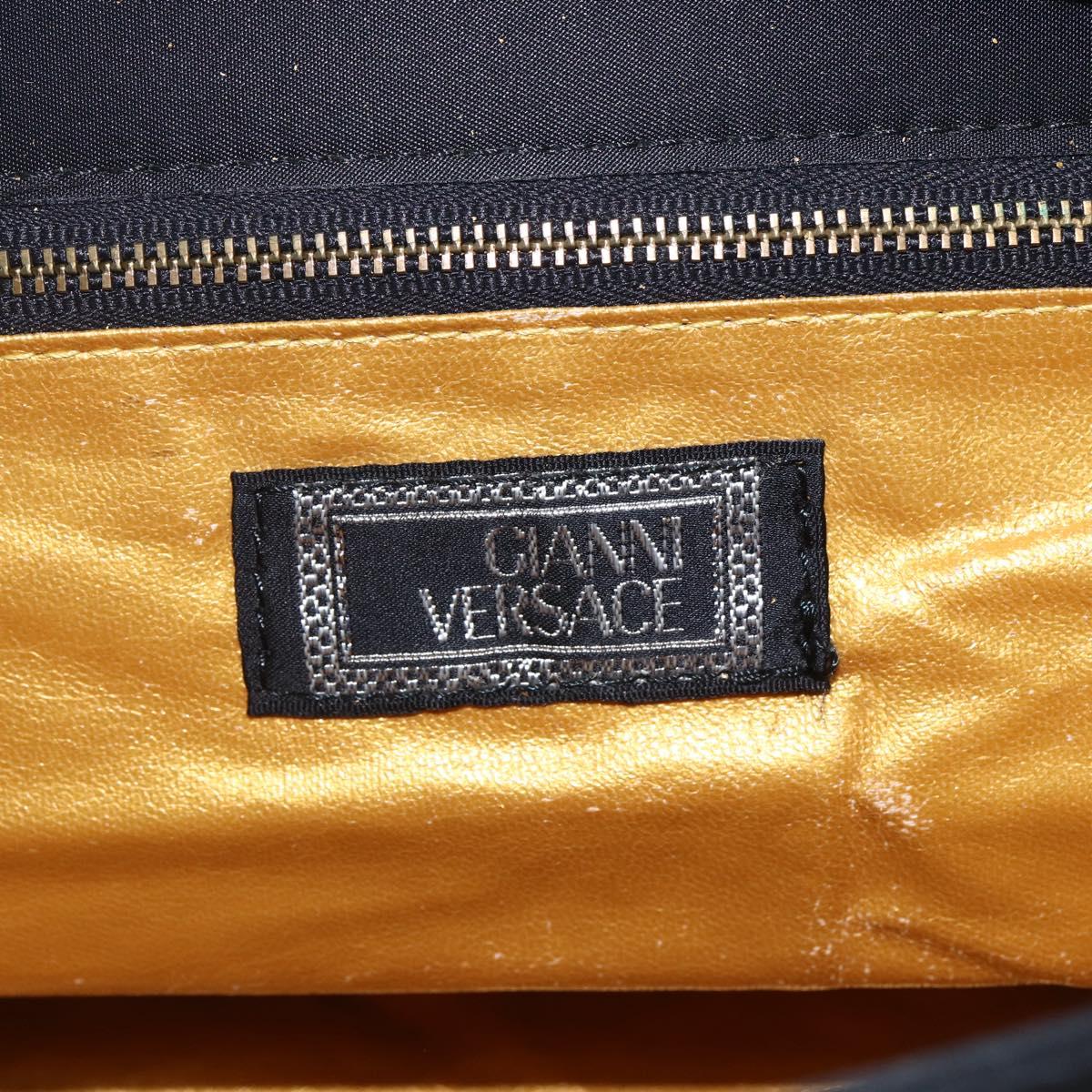 Gianni Versace Tote Bag Nylon Leather Black Gold Auth bs32188