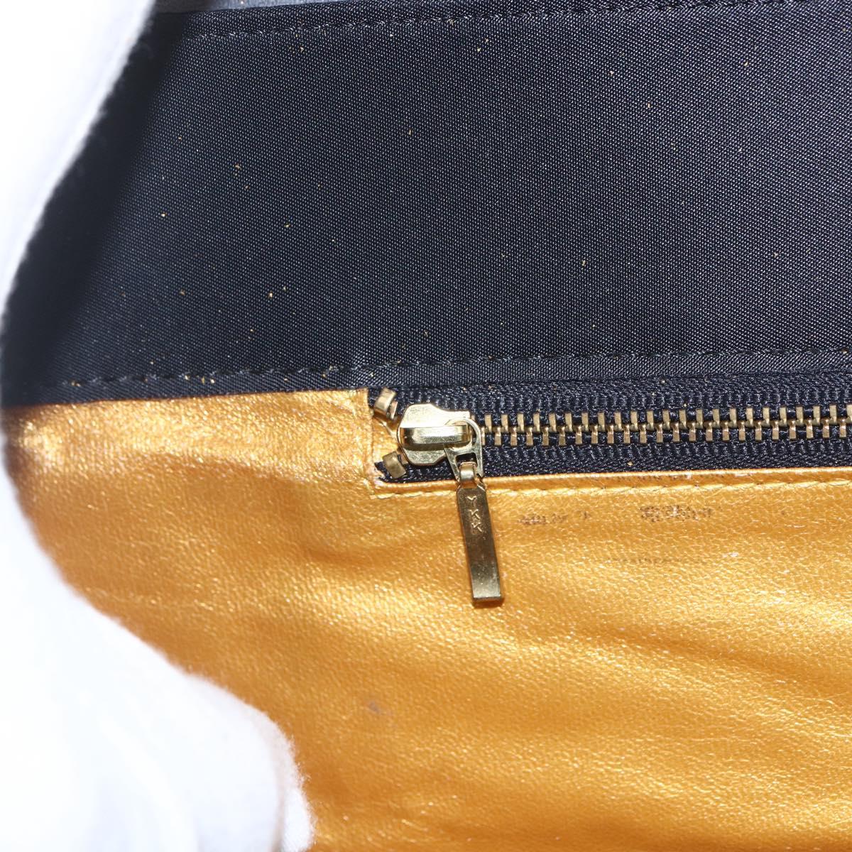 Gianni Versace Tote Bag Nylon Leather Black Gold Auth bs32188
