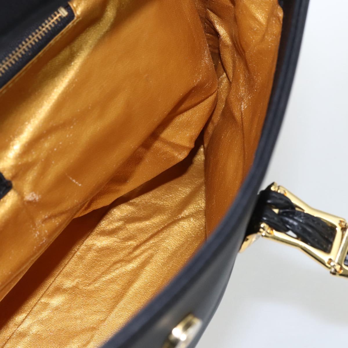 Gianni Versace Tote Bag Nylon Leather Black Gold Auth bs32188