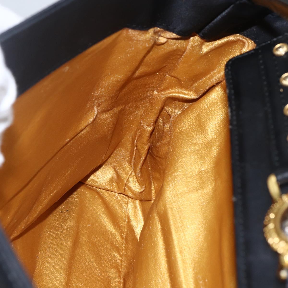 Gianni Versace Tote Bag Nylon Leather Black Gold Auth bs32188