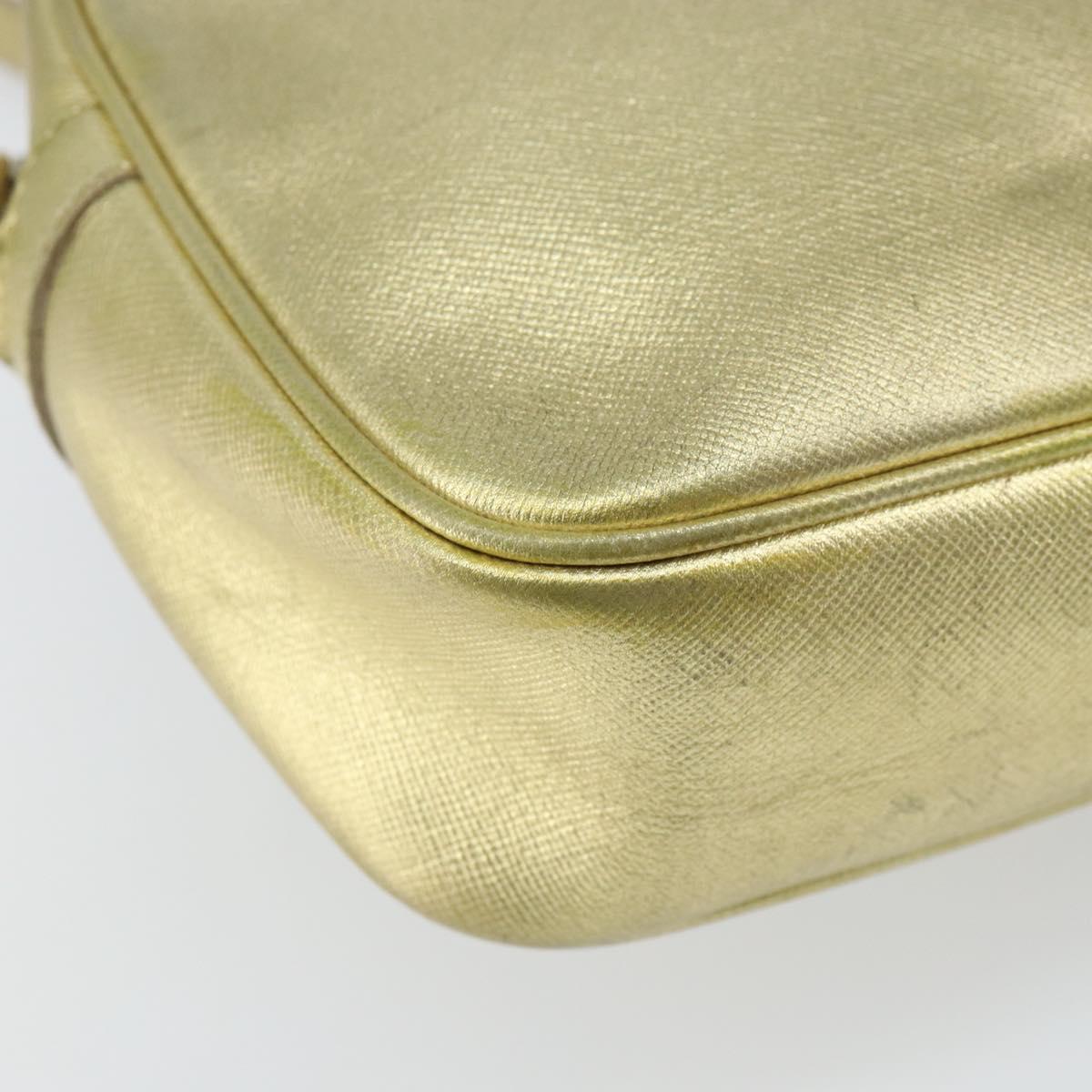 VERSACE Shoulder Bag Leather Gold Auth bs32189
