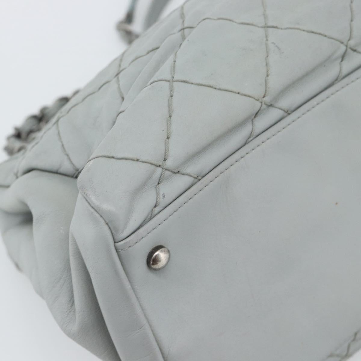 CHANEL Ultra Stitch Chain Shoulder Bag Leather Gray CC Auth bs32201