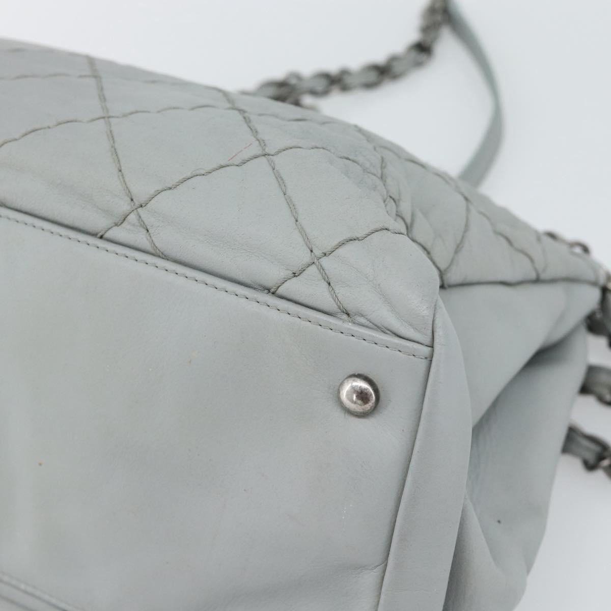 CHANEL Ultra Stitch Chain Shoulder Bag Leather Gray CC Auth bs32201