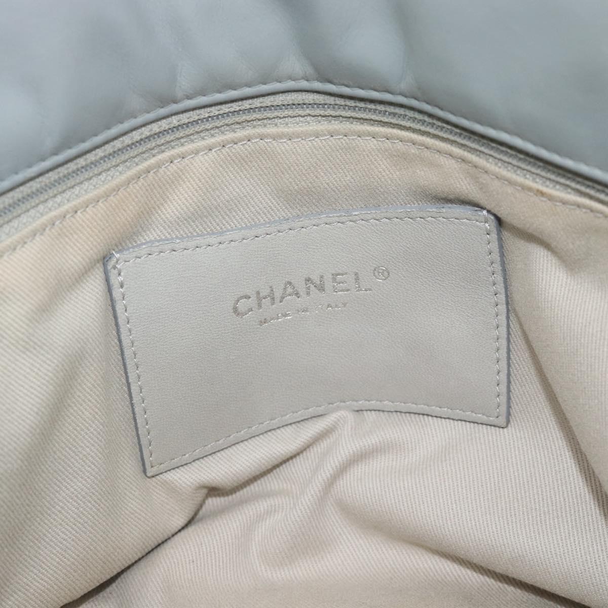 CHANEL Ultra Stitch Chain Shoulder Bag Leather Gray CC Auth bs32201