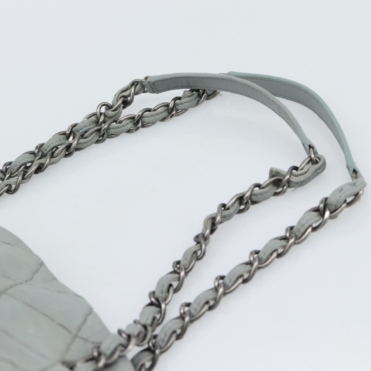 CHANEL Ultra Stitch Chain Shoulder Bag Leather Gray CC Auth bs32201