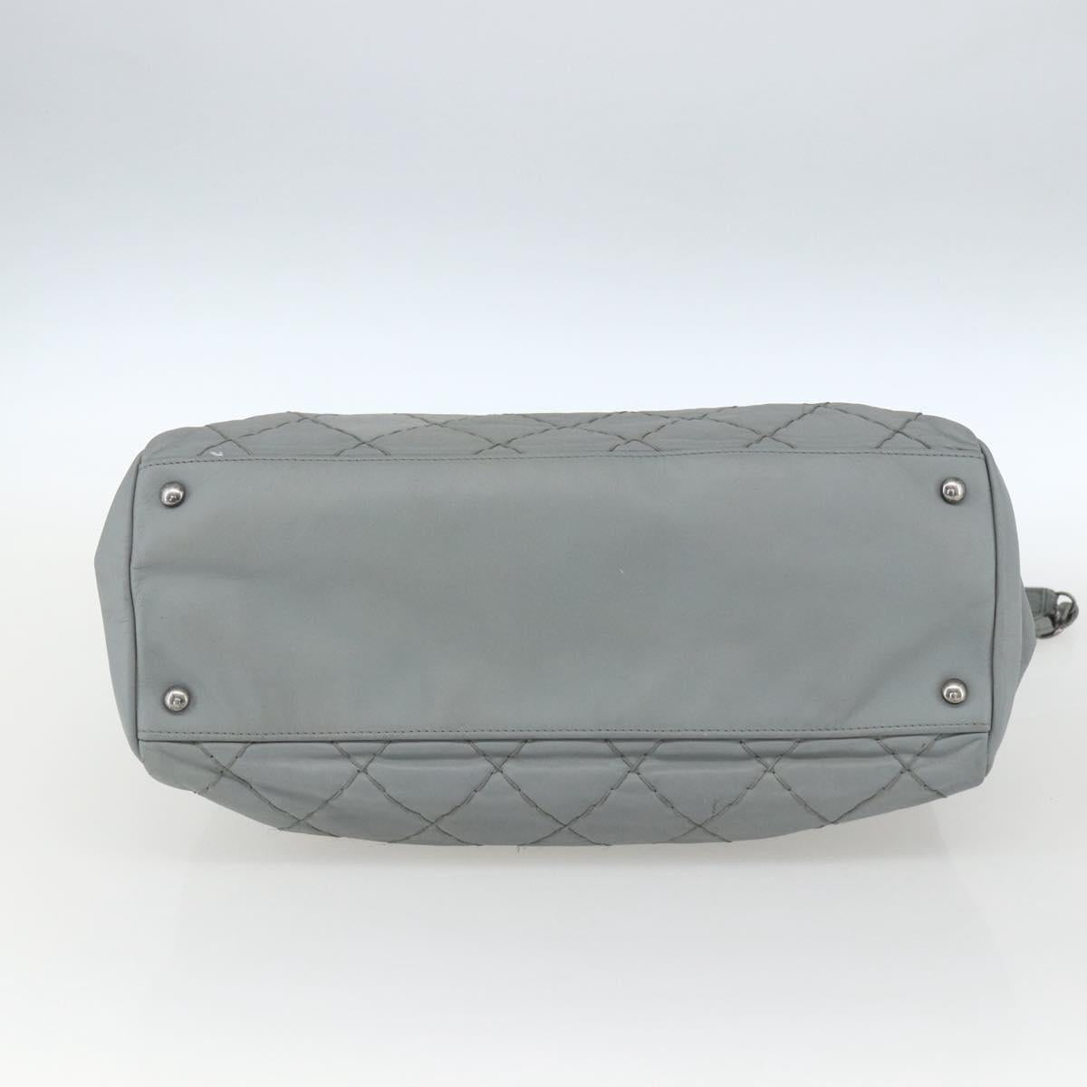 CHANEL Ultra Stitch Chain Shoulder Bag Leather Gray CC Auth bs32201