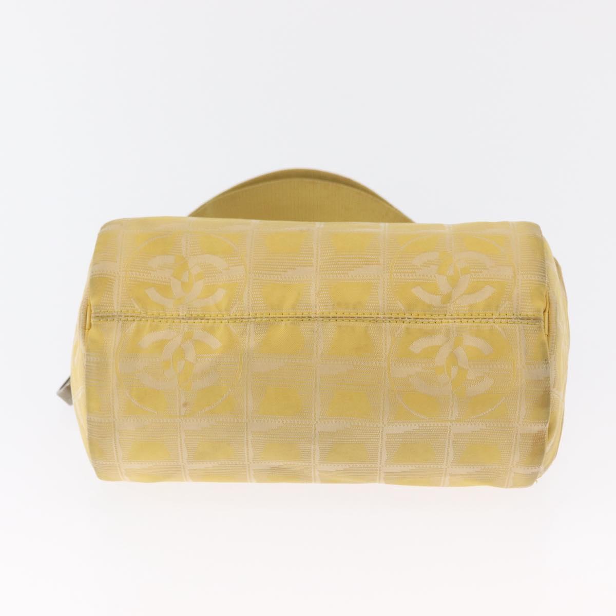 CHANEL New Travel line Shoulder Bag Nylon Yellow Silver CC Auth bs32204