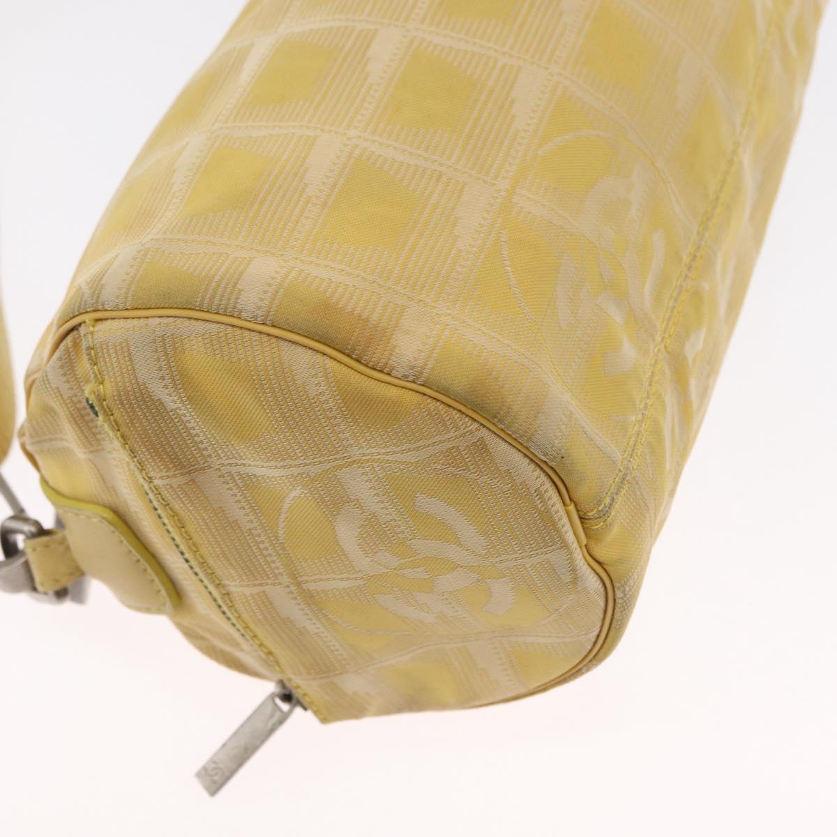 CHANEL New Travel line Shoulder Bag Nylon Yellow Silver CC Auth bs32204