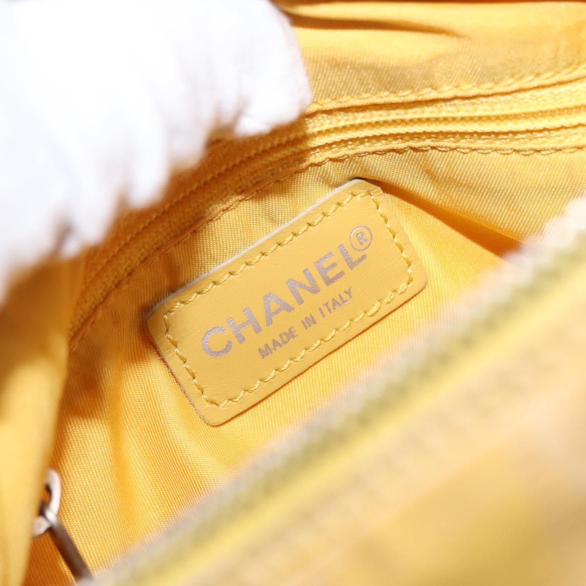 CHANEL New Travel line Shoulder Bag Nylon Yellow Silver CC Auth bs32204
