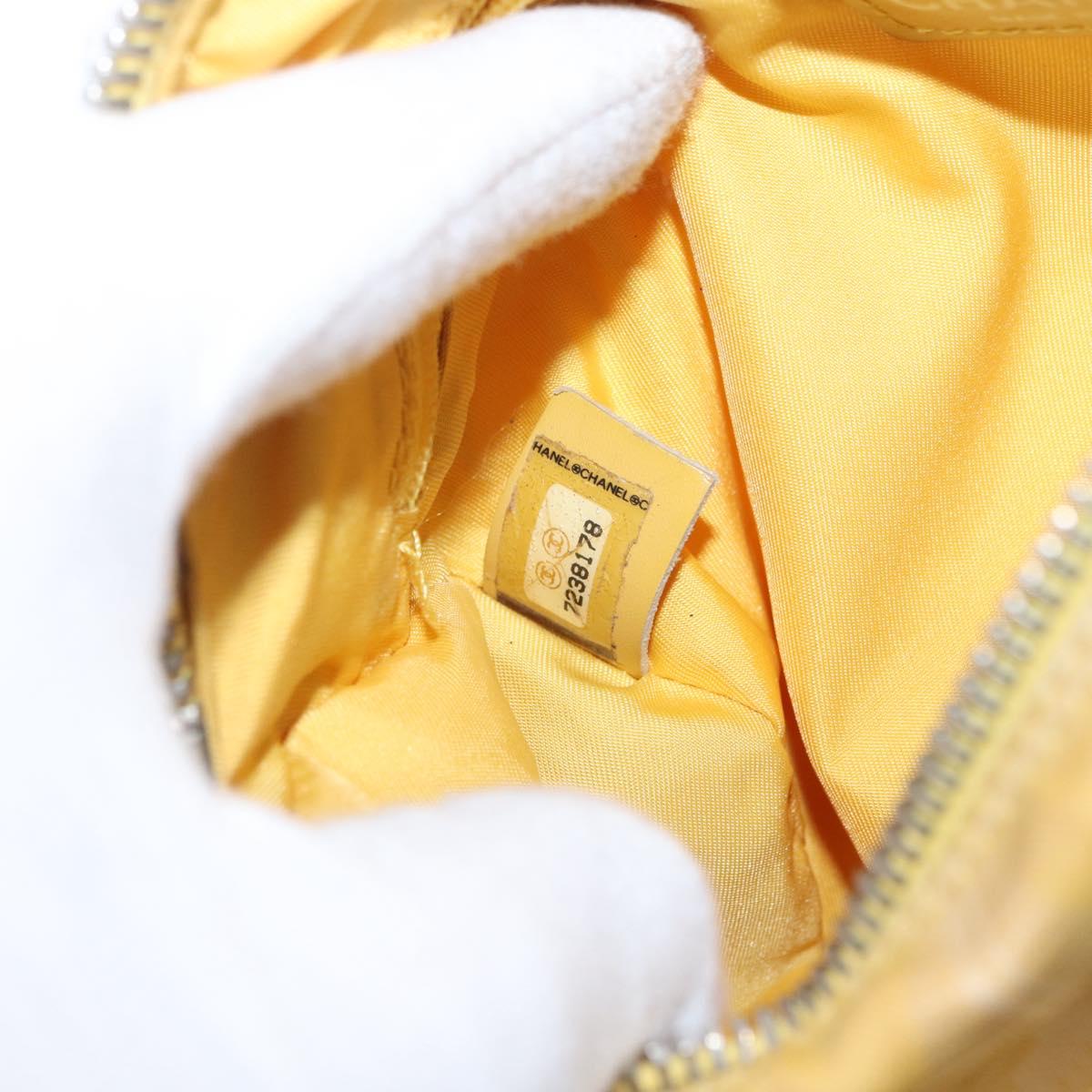 CHANEL New Travel line Shoulder Bag Nylon Yellow Silver CC Auth bs32204