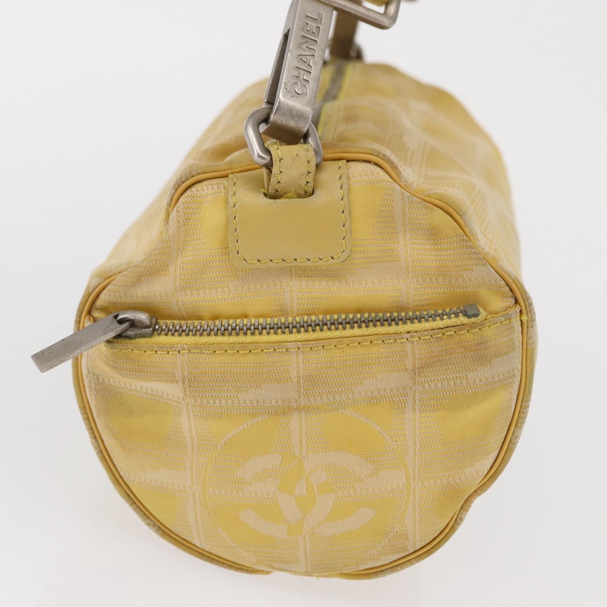 CHANEL New Travel line Shoulder Bag Nylon Yellow Silver CC Auth bs32204