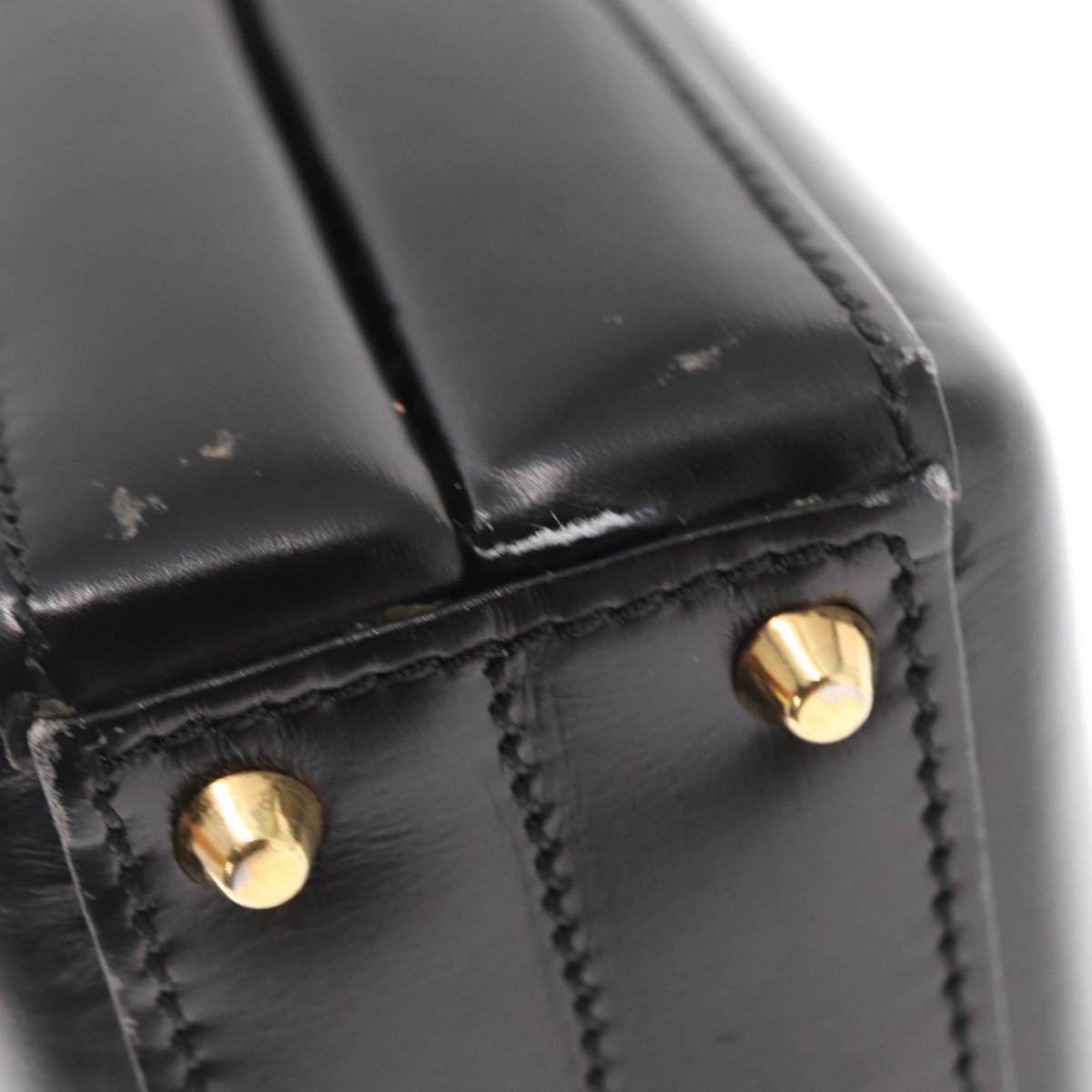 LOEWE Anagram Hand Bag Leather Black Gold Auth bs32207